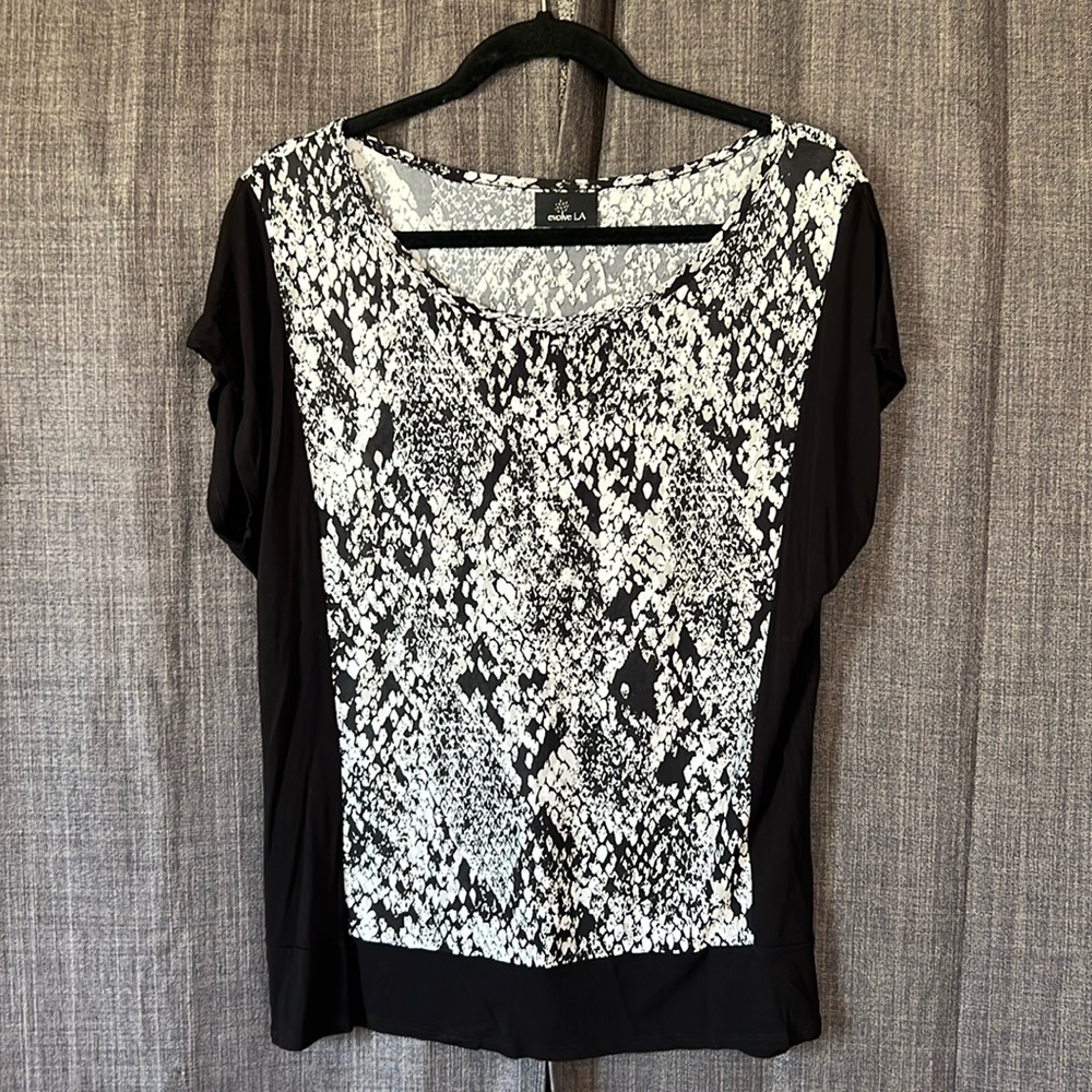 Evolve LA snake print blouse with black trim